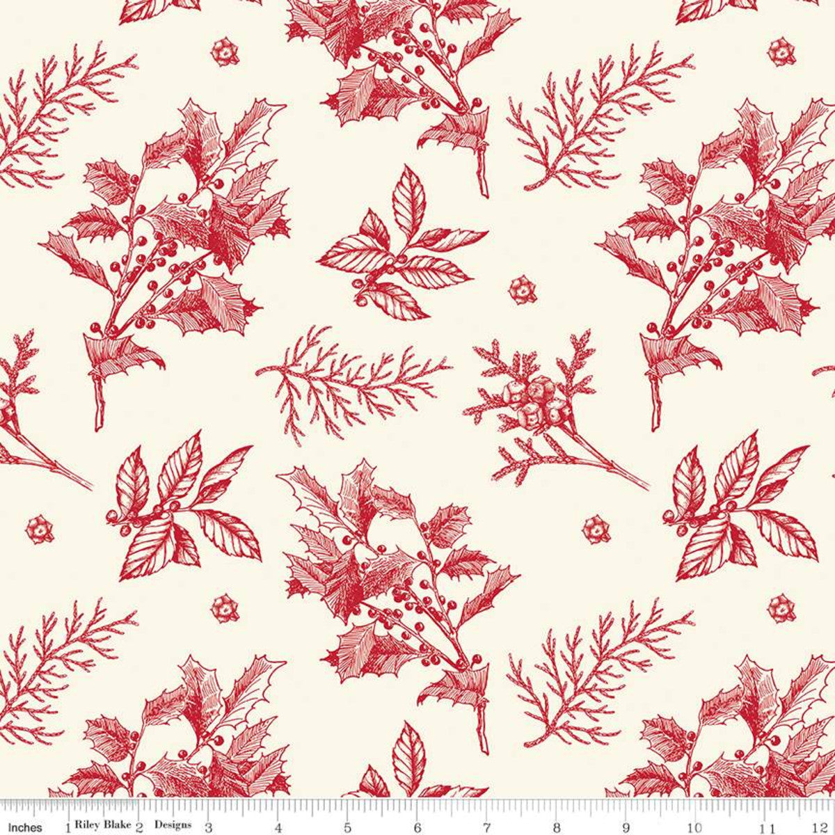 Old Fashioned Christmas Sprigs Red by My Mind's Eye for Riley Blake Designs